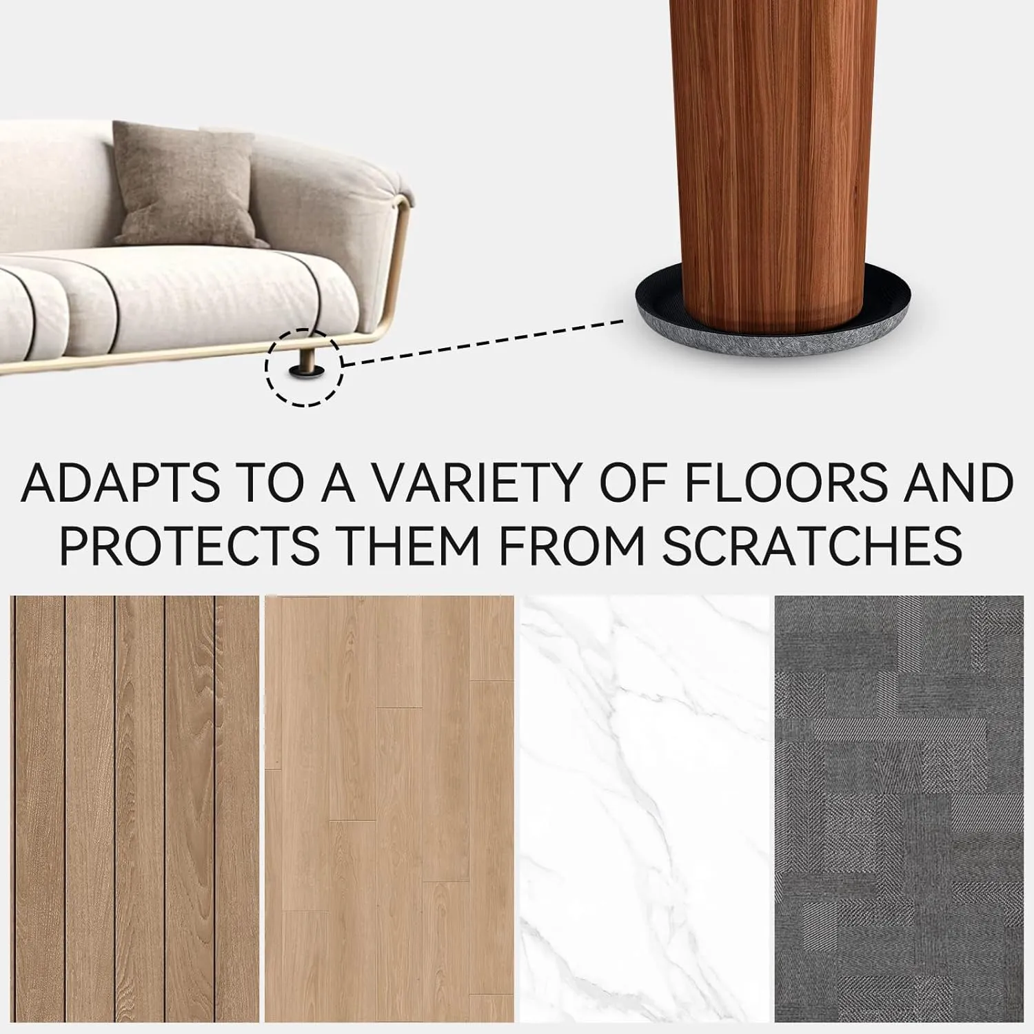 Felt Furniture Sliders for Hardwood Floors-12-Pack 5” Gliding Floor Protectors,Reusable Furniture Movers with Unique Grip Design for Couches,Tables Chairs-Scratch Prevention for Tile & Laminate