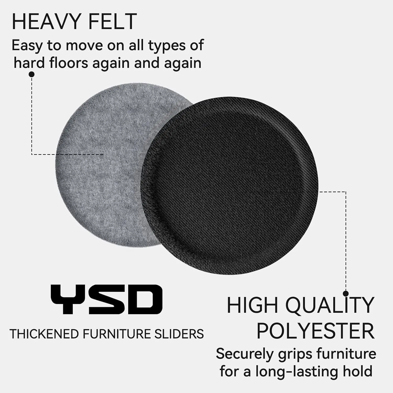 Felt Furniture Sliders for Hardwood Floors-12-Pack 5” Gliding Floor Protectors,Reusable Furniture Movers with Unique Grip Design for Couches,Tables Chairs-Scratch Prevention for Tile & Laminate