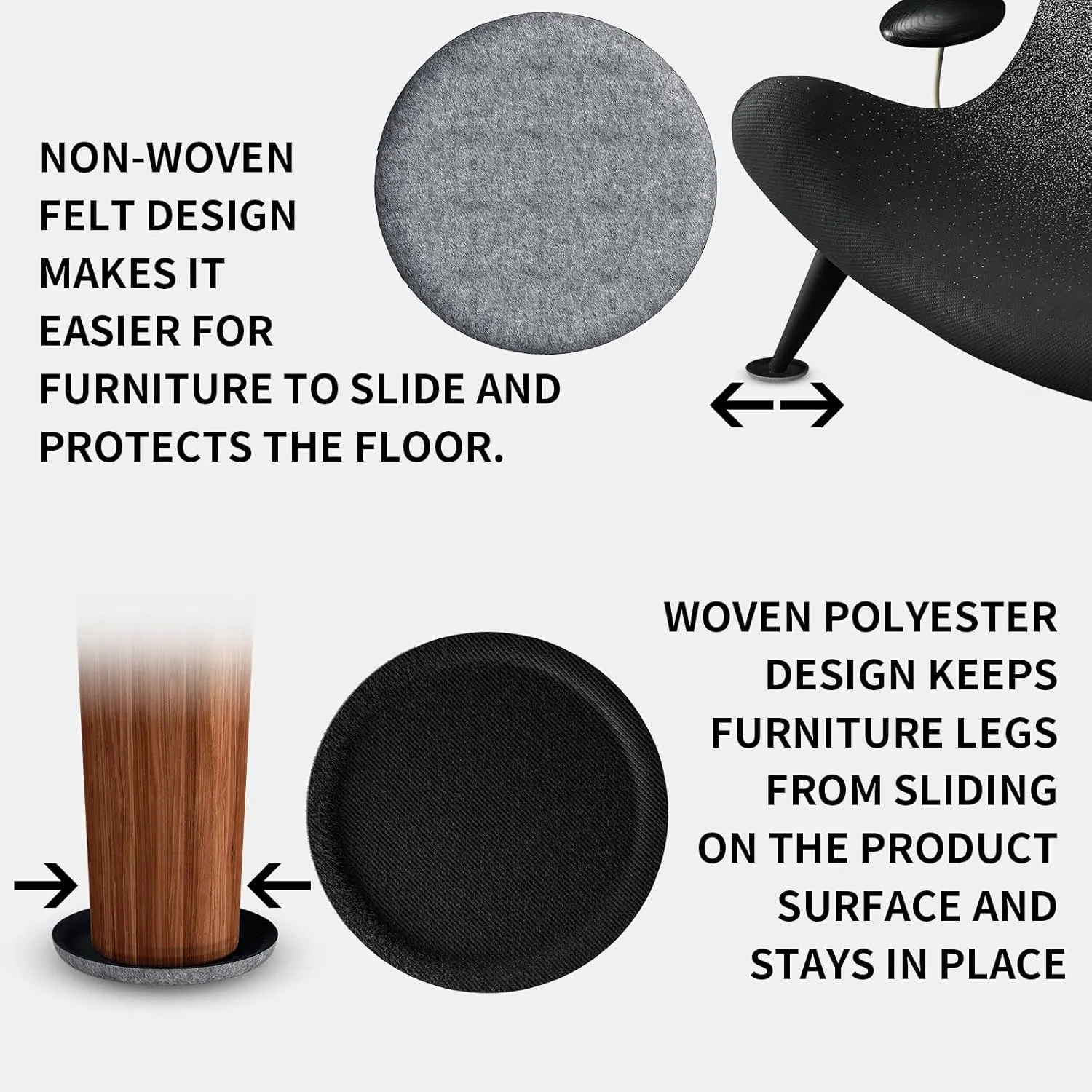 Felt Furniture Sliders for Hardwood Floors-12-Pack 5” Gliding Floor Protectors,Reusable Furniture Movers with Unique Grip Design for Couches,Tables Chairs-Scratch Prevention for Tile & Laminate