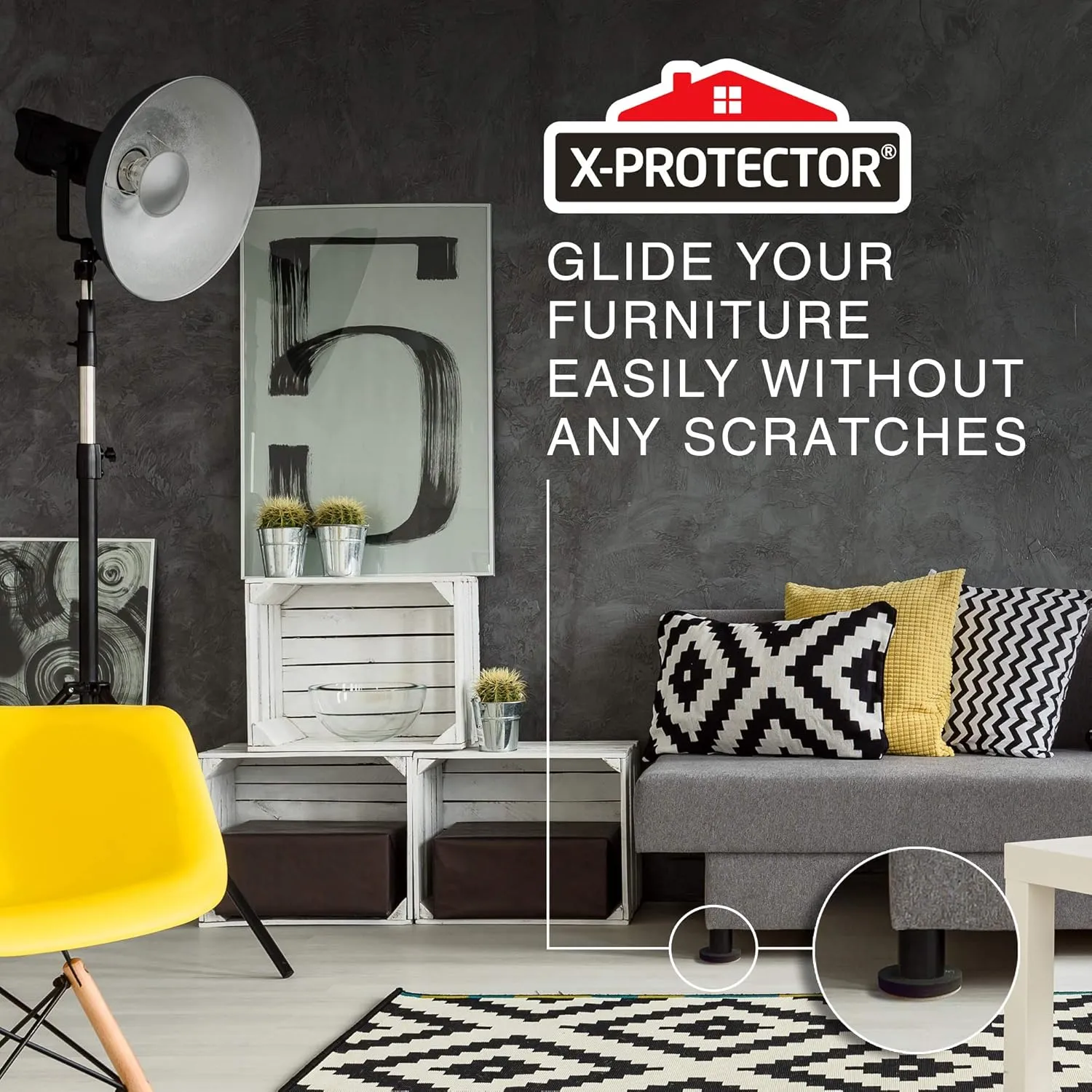 Felt Furniture Sliders Hardwood Floors X-PROTECTOR – 16 PCS 3 1/2" Furniture Sliders – Heavy Duty Felt Sliders Hard Surfaces – Move Your Furniture Easily & Safely!