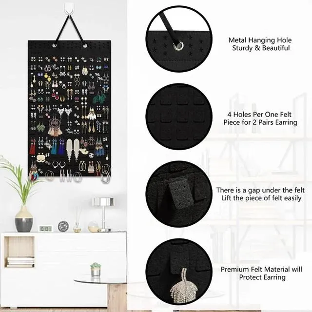 Felt Hanging Jewelry Organizer Earrings Hanging Organizer Wall Wall Jewelry Display Hanging Bag Home Organizer Jewellery Holder