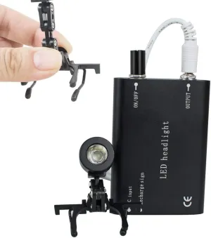 Fencia LED Dental Headlight, Portable Surgical Medical Head Light Lamp, Rechargeable High Brightness LED Headlamp with Universal Clips on Loupes/Glasses - US Shipping