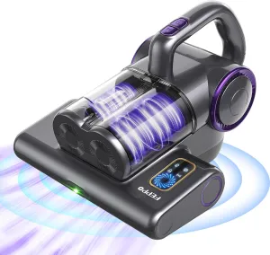 FEPPO Mattress Vacuum Cleaner, 16Kpa Bed Vacuum Cleaner with 253.7nm UV-C Light, 140°F Heat, HEPA Filter & Ultrasonic, Versatile Handheld Vacuums for Bed, Sofa, Couch, Crib(Corded, 500W)