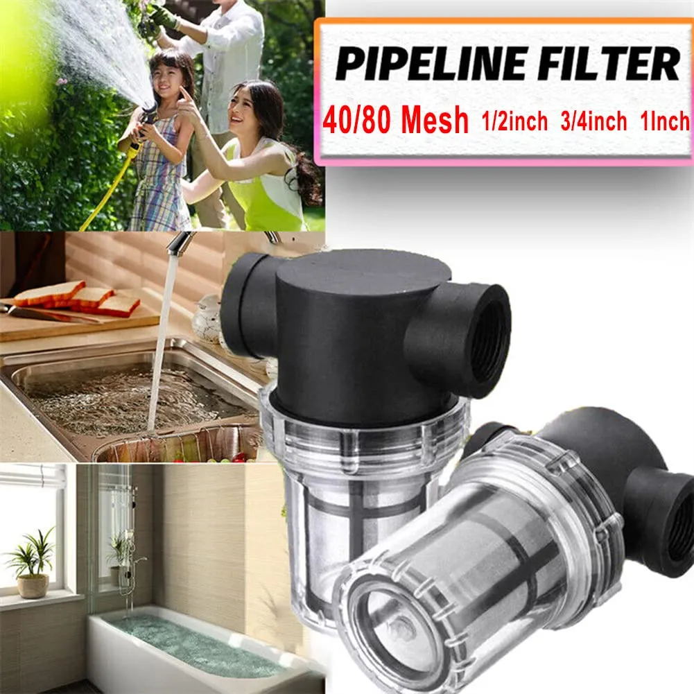 Filter, Pipeline Filter, Strainer Water Pump Filter with 40/80 Mesh Stainless Steel Strainer, Inline Mesh Screen, Water Pump Filter for Garden Irrigation(1INCH 80 MESH)
