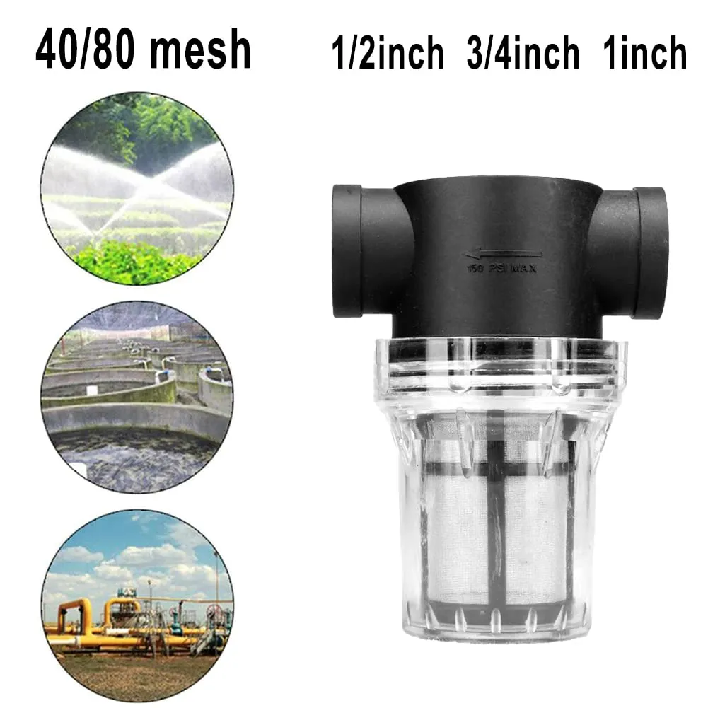 Filter, Pipeline Filter, Strainer Water Pump Filter with 40/80 Mesh Stainless Steel Strainer, Inline Mesh Screen, Water Pump Filter for Garden Irrigation(1INCH 80 MESH)