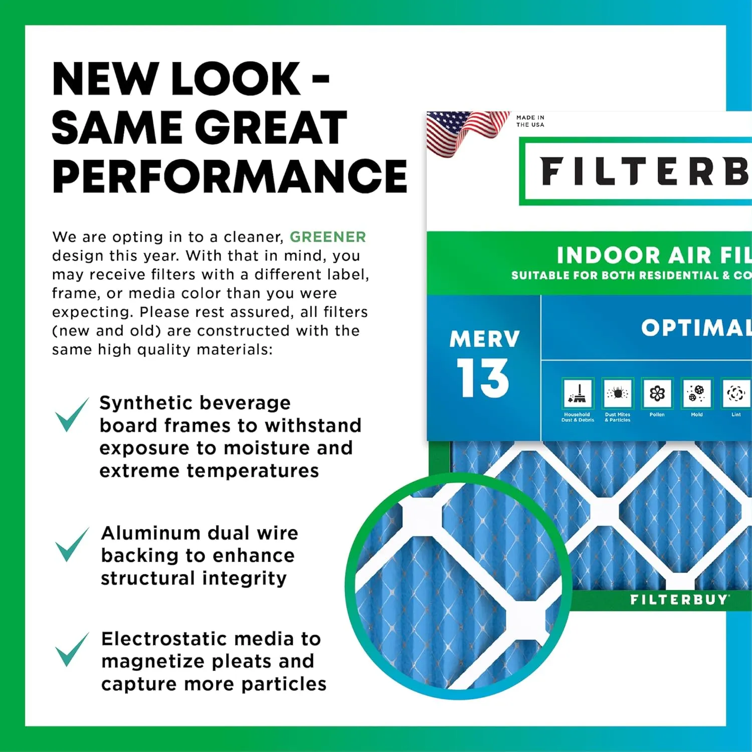 Filterbuy 14x20x1 Air Filter MERV 13 Optimal Defense (4-Pack), Pleated HVAC AC Furnace Air Filters Replacement (Actual Size: 13.50 x 19.50 x 0.75 Inches)