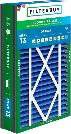 Filterbuy 16x25x5 Air Filter MERV 13 Optimal Defense (1-Pack), Pleated HVAC AC Furnace Air Filters Replacement for Trion Air Bear 255649-105 and More (Actual Size: 15.63 x 24.13 x 4.88 Inches)
