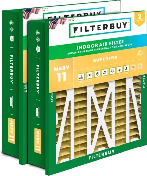 Filterbuy 20x20x5 Air Filter MERV 11 Allergen Defense (2-Pack), Pleated HVAC AC Furnace Air Filters Replacement for Honeywell Return Grille FC40R1003 (Actual Size: 18.38 x 18.38 x 3.69 Inches)