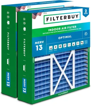 Filterbuy 20x22x5 Air Filter MERV 13 Optimal Defense (2-Pack), Pleated HVAC AC Furnace Air Filters Replacement for Amana, Goodman, Nordyne, & Five Seasons (Actual Size: 19.50 x 21.94 x 5.25 Inches)