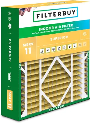 Filterbuy 21x21x5 Air Filter MERV 11 Allergen Defense (1-Pack), Pleated HVAC AC Furnace Air Filters Replacement for Rheem, Ruud, and Protech (Actual Size: 20.63 x 20.63 x 4.38 Inches)