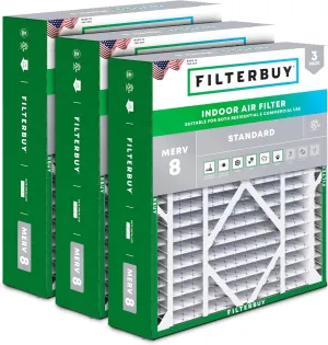 Filterbuy 21x21x5 Air Filter MERV 8 Dust Defense (3-Pack), Pleated HVAC AC Furnace Air Filters Replacement for Rheem, Ruud, and Protech (Actual Size: 20.63 x 20.63 x 4.38 Inches)