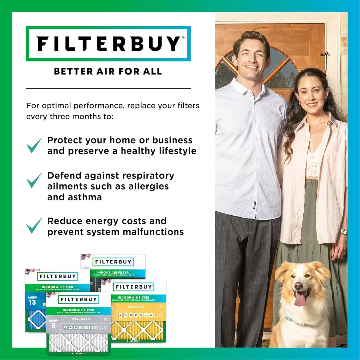 Filterbuy 24x30x1 Air Filter MERV 13 Optimal Defense (2-Pack), Pleated HVAC AC Furnace Air Filters Replacement (Actual Size: 23.88 x 29.88 x 0.75 Inches)