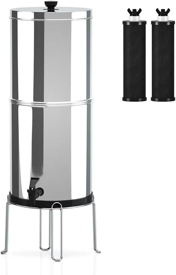 Filtration Bucket, Gravity Water Filter System Water Filtration Bucket for Home Outdoor Camping Hiking Emergency Preparedness(with Stand)