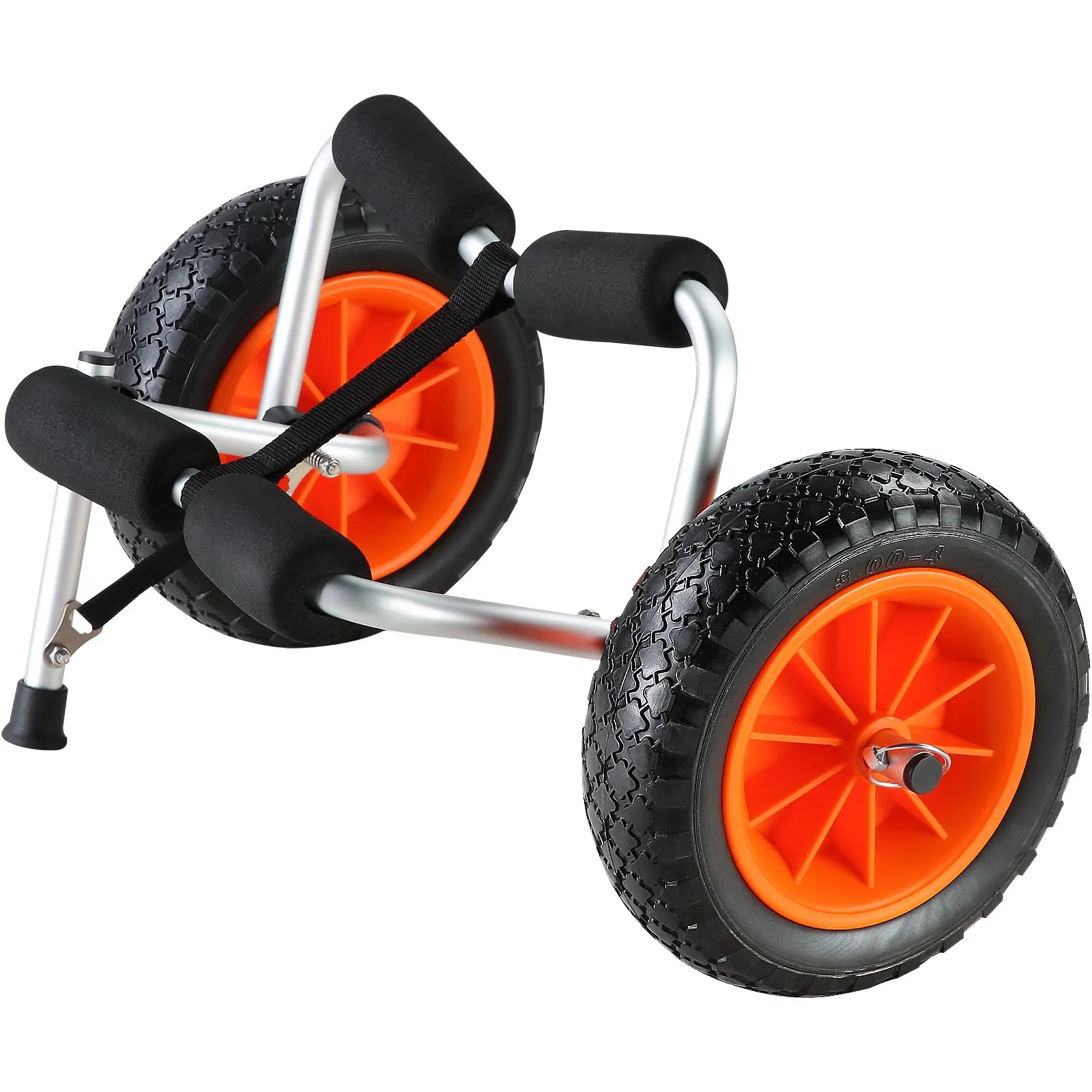 (FINAL PRICES ARE LOWER ON OUR SITE!) VEVOR Heavy Duty Kayak Cart, 250lbs Load Capacity, Foldable Canoe Trolley Cart with 10'' Solid Tires, Nonslip Support Foot & Tie-Down Strap, for Kayaks Canoes Paddleboards Float Mats Jon Boats