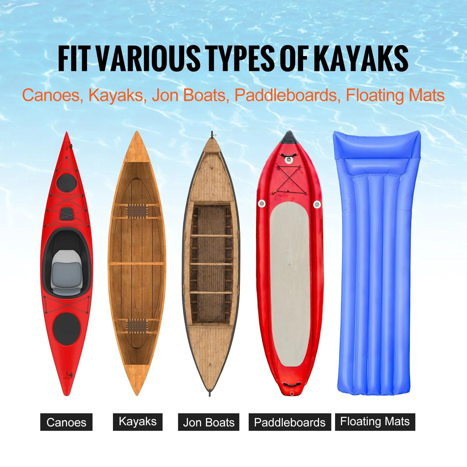 (FINAL PRICES ARE LOWER ON OUR SITE!) VEVOR Heavy Duty Kayak Cart, 250lbs Load Capacity, Foldable Canoe Trolley Cart with 10'' Solid Tires, Nonslip Support Foot & Tie-Down Strap, for Kayaks Canoes Paddleboards Float Mats Jon Boats