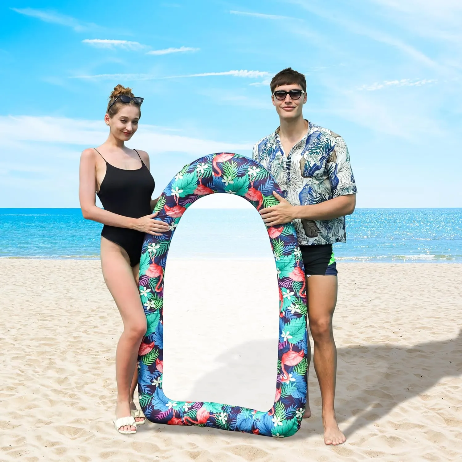 FindUWill XL Inflatable Pool Floats for Adult - Fabric Covered Pool Lounge Chairs with Cooling Mesh, 350lb Capacity, Heavy Duty Pool Float Sofa for Lake, Beach Floaties