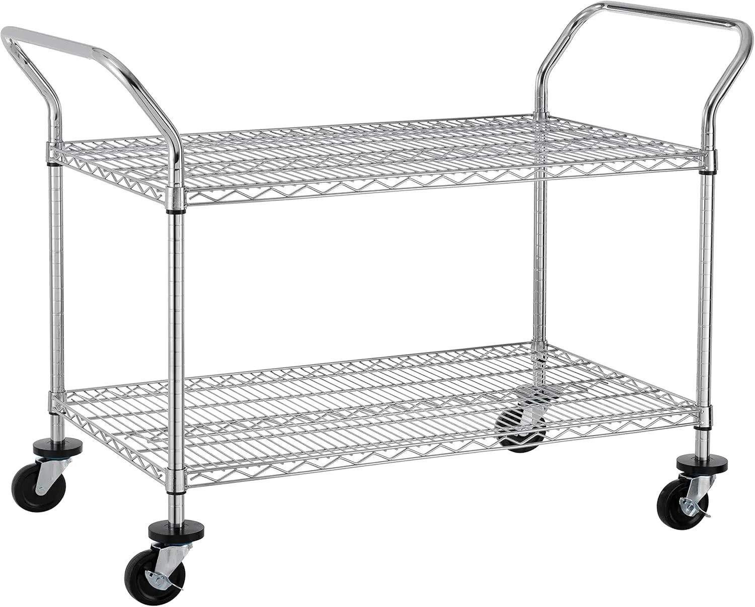 Finnhomy 2-Tier Commercial Grade Rolling Cart, Heavy Duty Utility Cart, Carts with Wheels and Handles, Kitchen Carts on Wheels, Metal Cart with 600 lbs Capacity, Shelf Size 24" D x 40" W, NSF