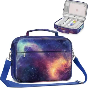 FINPAC Large Bible Cover w/Shoulder Strap, Carrying Book Case Church Bag Bible Protective w/Pen Slots and Zippered Pocket, Gift for Women Lady, Galaxy