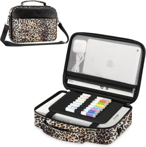 FINPAC Large Bible Cover w/Shoulder Strap, Carrying Book Case Church Bag Bible Protective w/Pen Slots and Zippered Pocket, Gift for Women Lady, Leopard