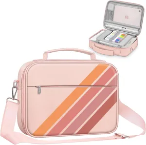 FINPAC Large Bible Cover w/Shoulder Strap, Carrying Book Case Church Bag Bible Protective w/Pen Slots and Zippered Pocket, Gift for Women Lady, Retro Stripes