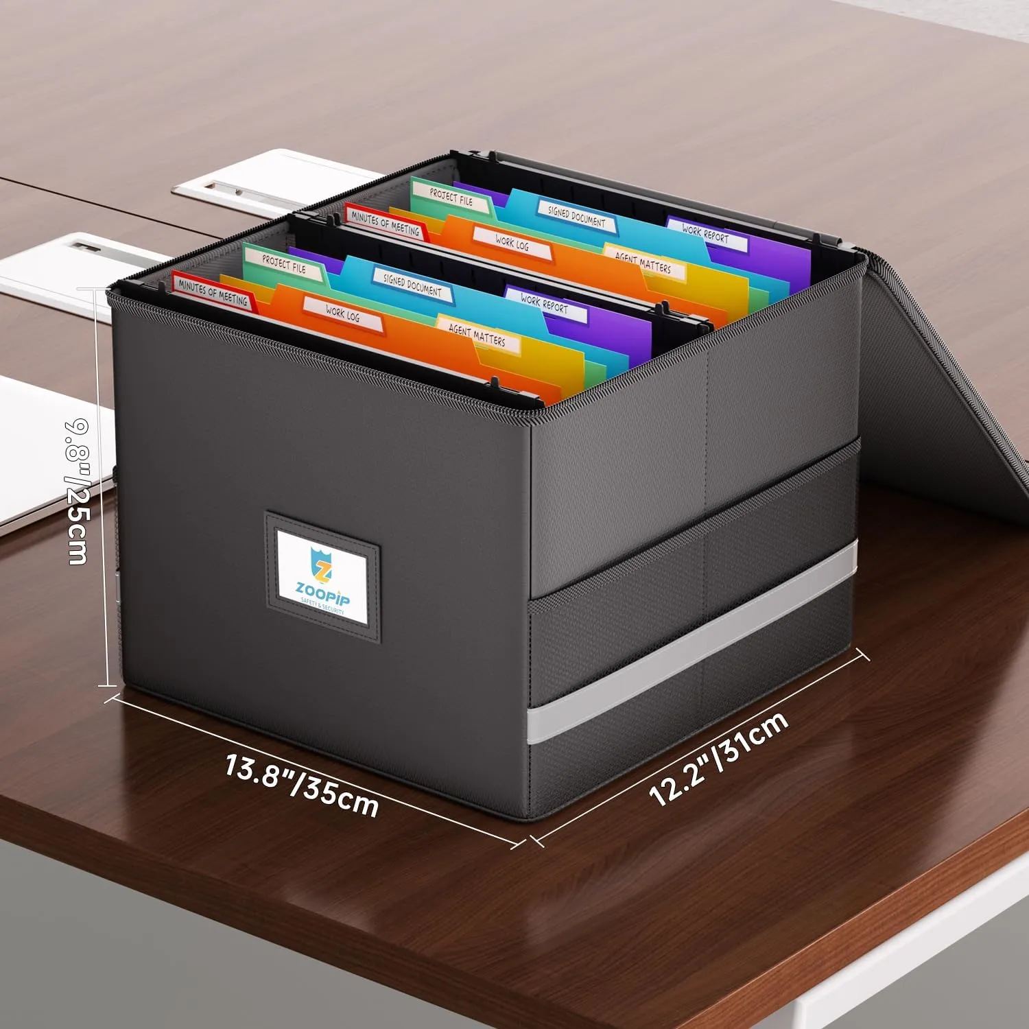 Fireproof File Box with Hanging File Folders,Accordion Pockets,Hanging File Organizer for Letter Size(Folders Box-13.8"*12.2''*9.8'')