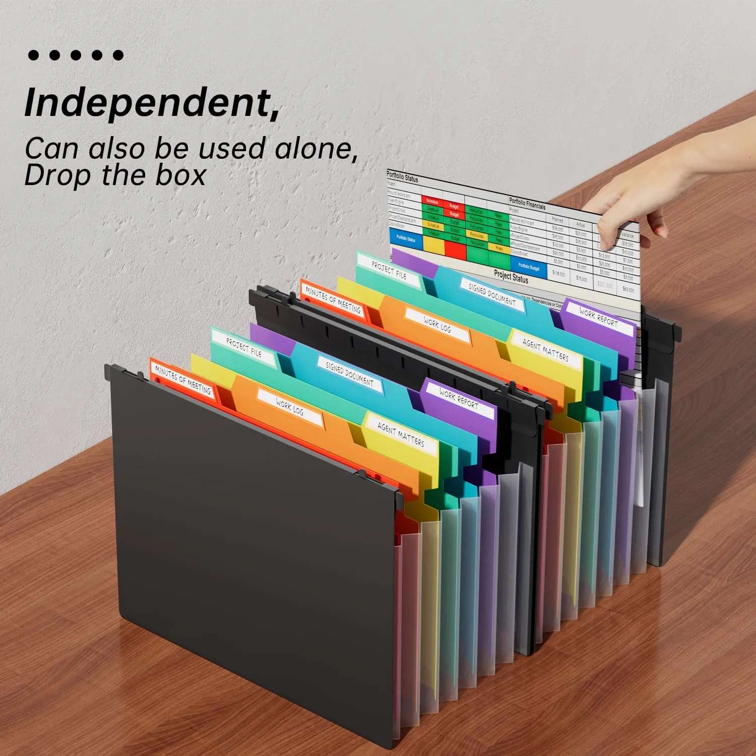 Fireproof File Box with Hanging File Folders,Accordion Pockets,Hanging File Organizer for Letter Size(Folders Box-13.8"*12.2''*9.8'')