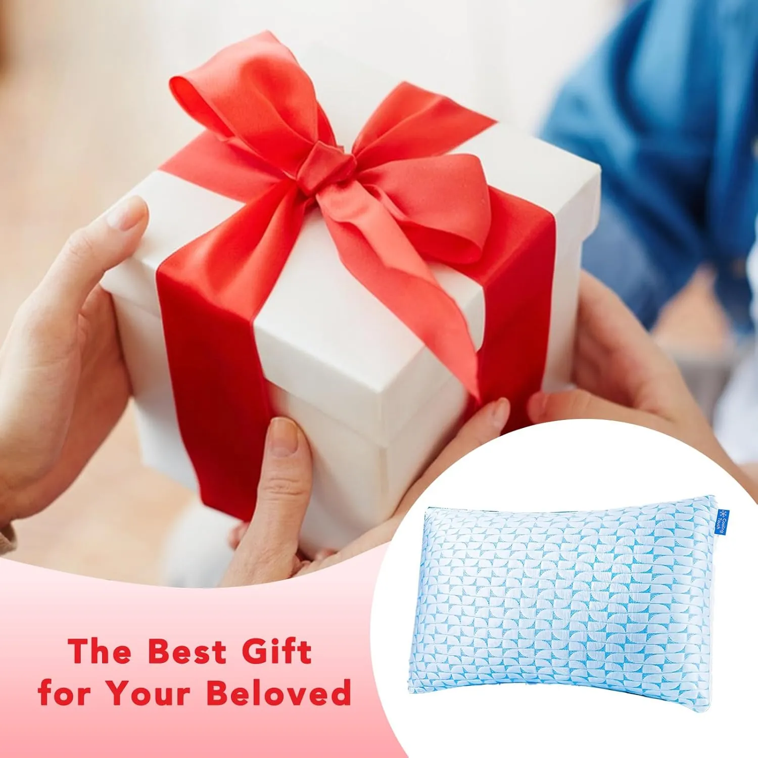 Firm Cooling Pillows for Sleeing, Shredded Memory Foam(Adjustable Loft) Pillow for Side Back Stomach Sleepers, Supportive Gel Pillow with Washable Cover, Queen Size, Gift for Parents or Couples