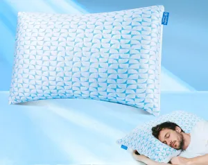 Firm Cooling Pillows for Sleeing, Shredded Memory Foam(Adjustable Loft) Pillow for Side Back Stomach Sleepers, Supportive Gel Pillow with Washable Cover, Queen Size, Gift for Parents or Couples