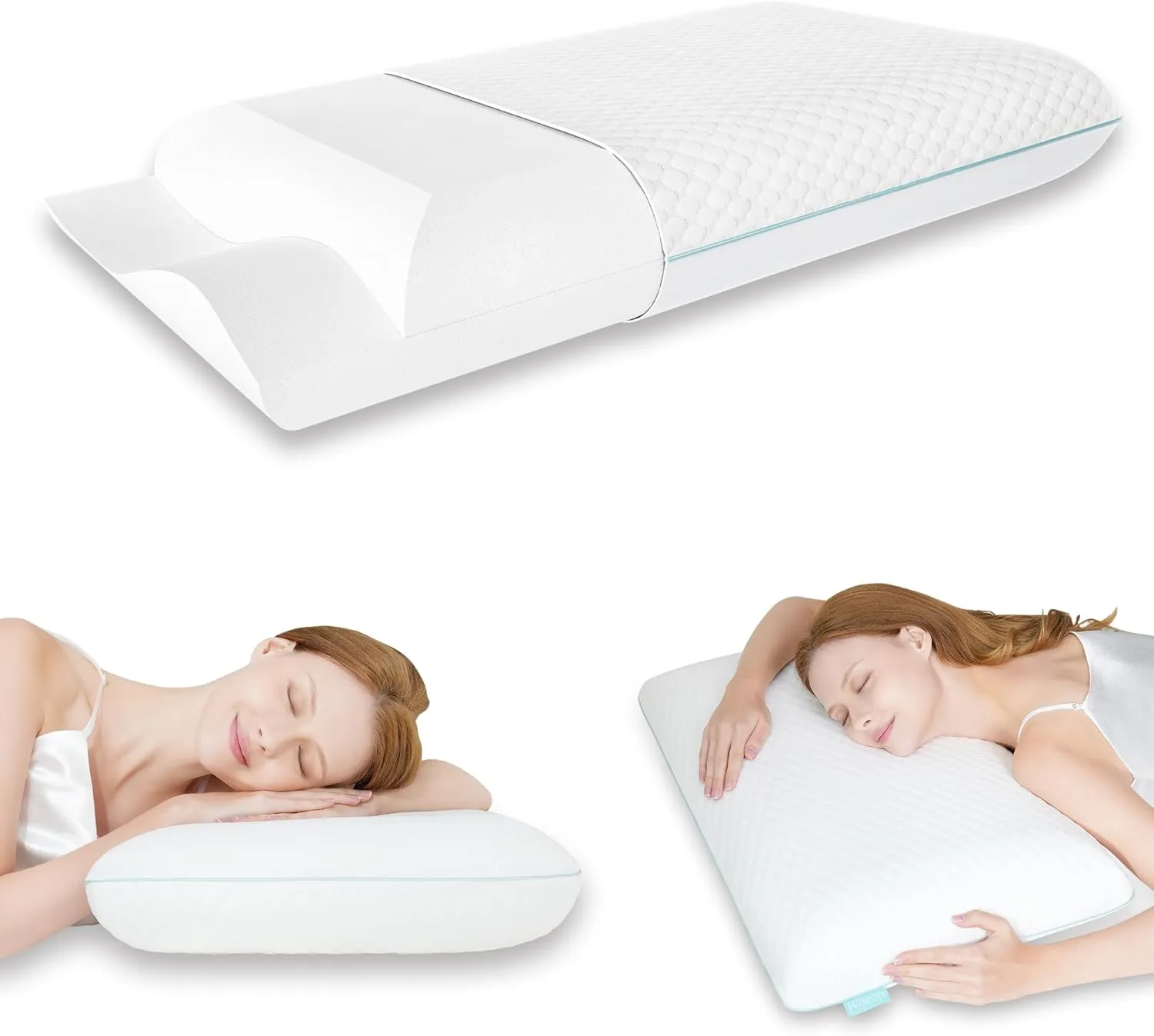 Firm Memory Foam Pillow, Cooling Cervical Neck Pillow, Firmness Adjustable Side Sleeper Pillow for Pain Relief, Ergonomic Orthopedic Pillow for Side Sleepers, Neck Support Pillow for Sleeping