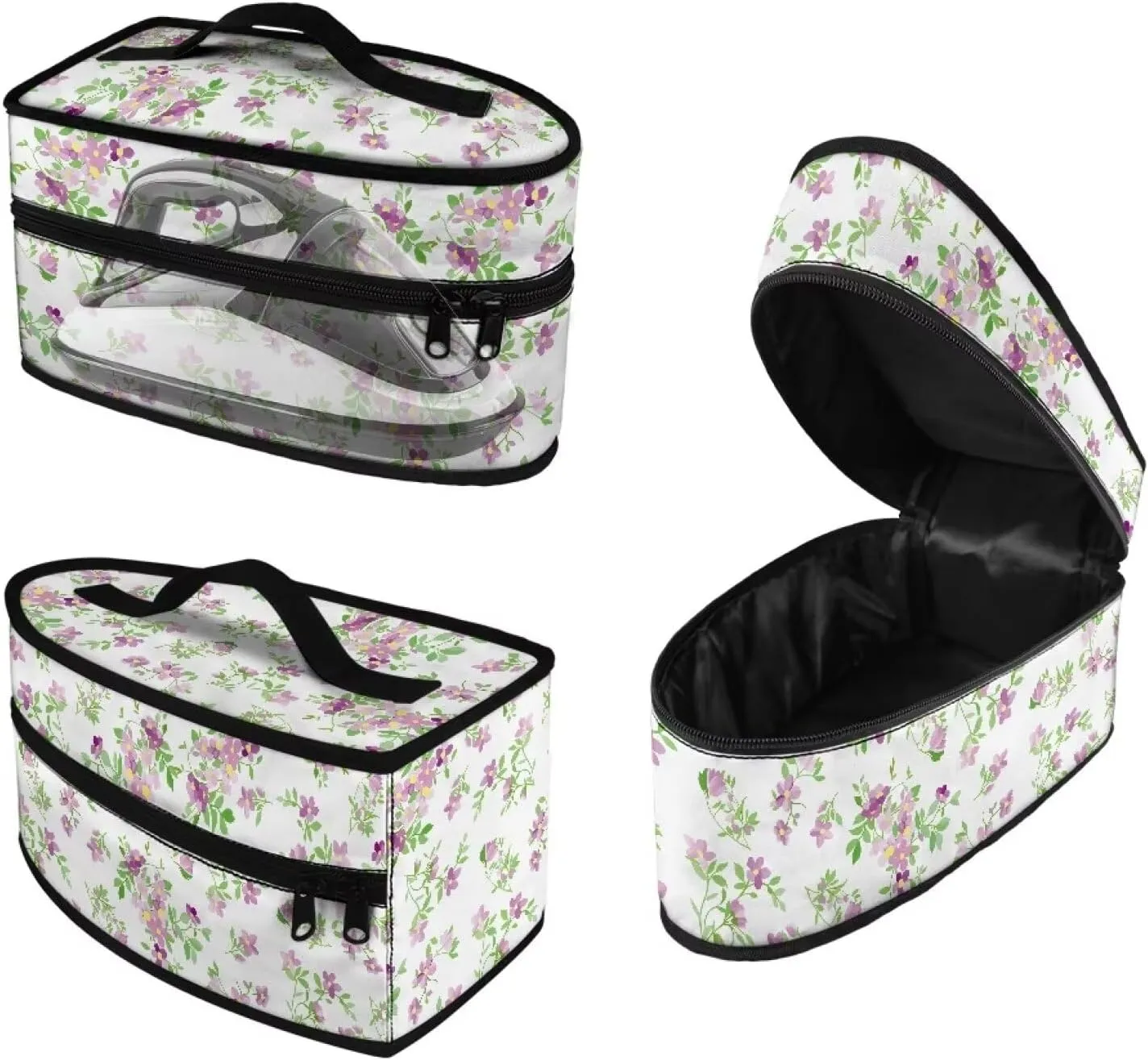 Floral Print Steam Iron Case Lightweight Steamer Organizer Portable Iron Storage Bag with Handle Zippered Travel Case Iron Accessories, Case Only
