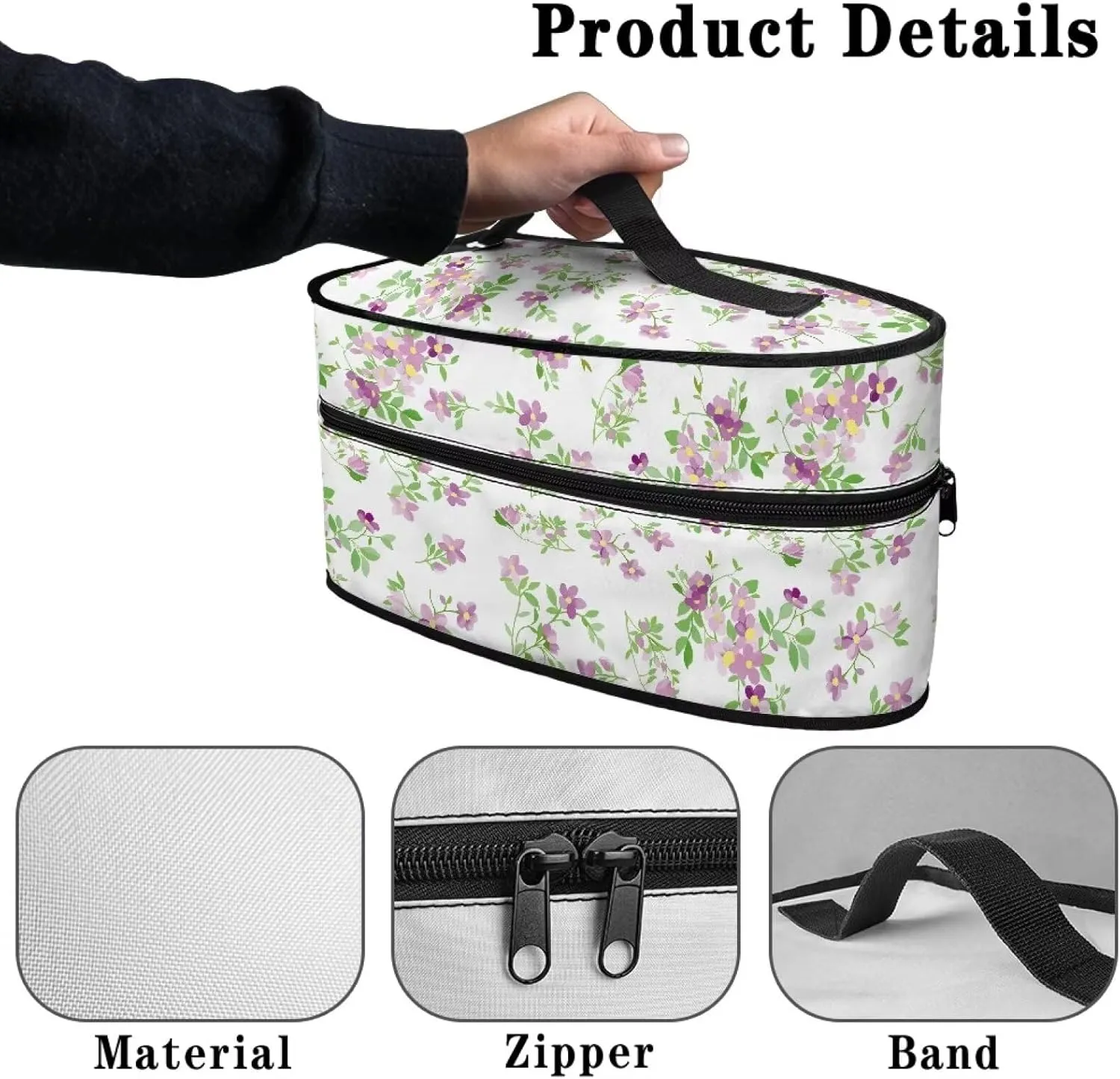 Floral Print Steam Iron Case Lightweight Steamer Organizer Portable Iron Storage Bag with Handle Zippered Travel Case Iron Accessories, Case Only