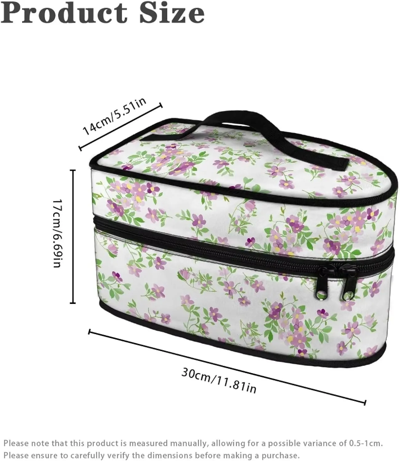 Floral Print Steam Iron Case Lightweight Steamer Organizer Portable Iron Storage Bag with Handle Zippered Travel Case Iron Accessories, Case Only