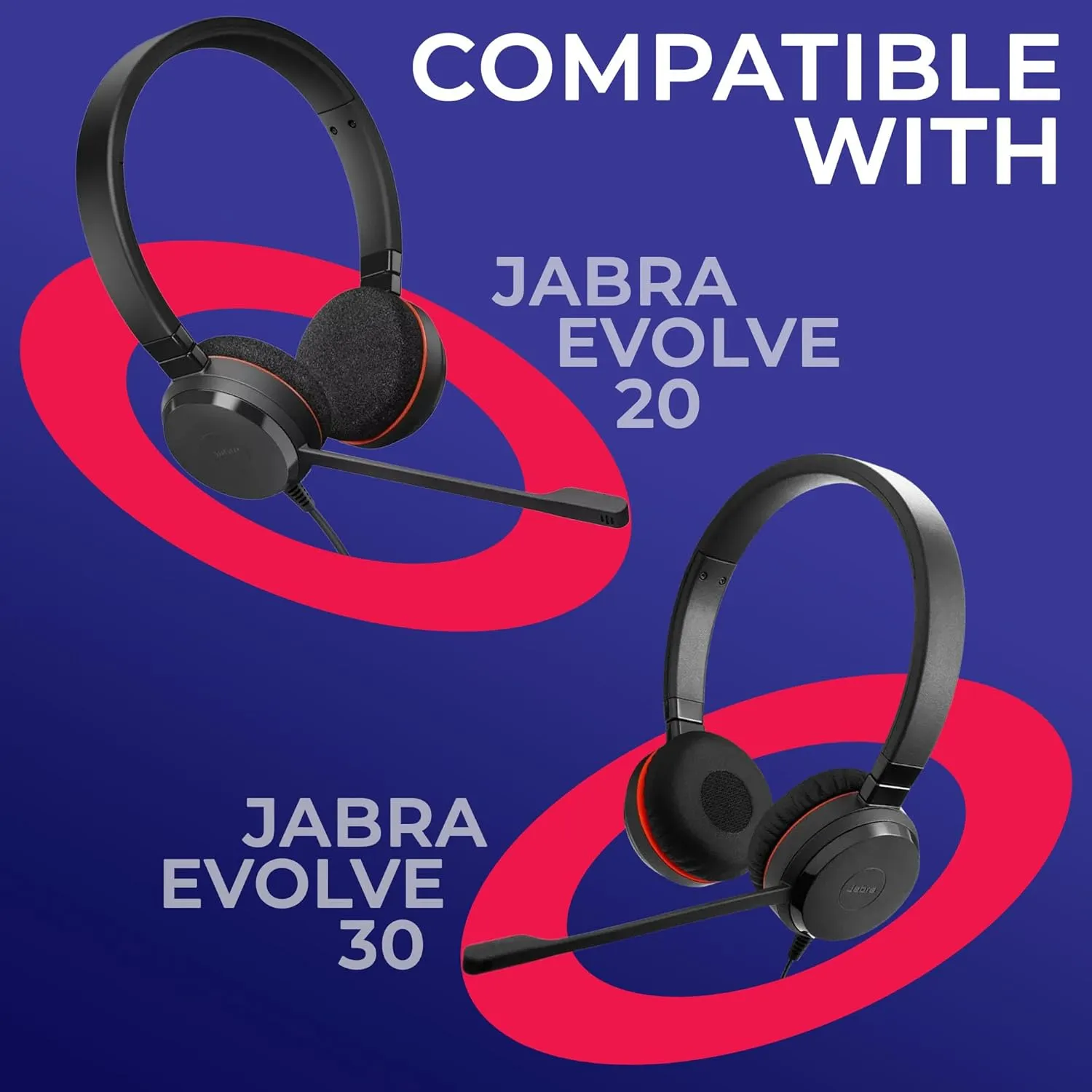 Foam Earpad Cushion for Jabra Headset Evolve 20, 30, 40, 65 – 10-Pack Replacement Kit Ear Cushions by Global Teck