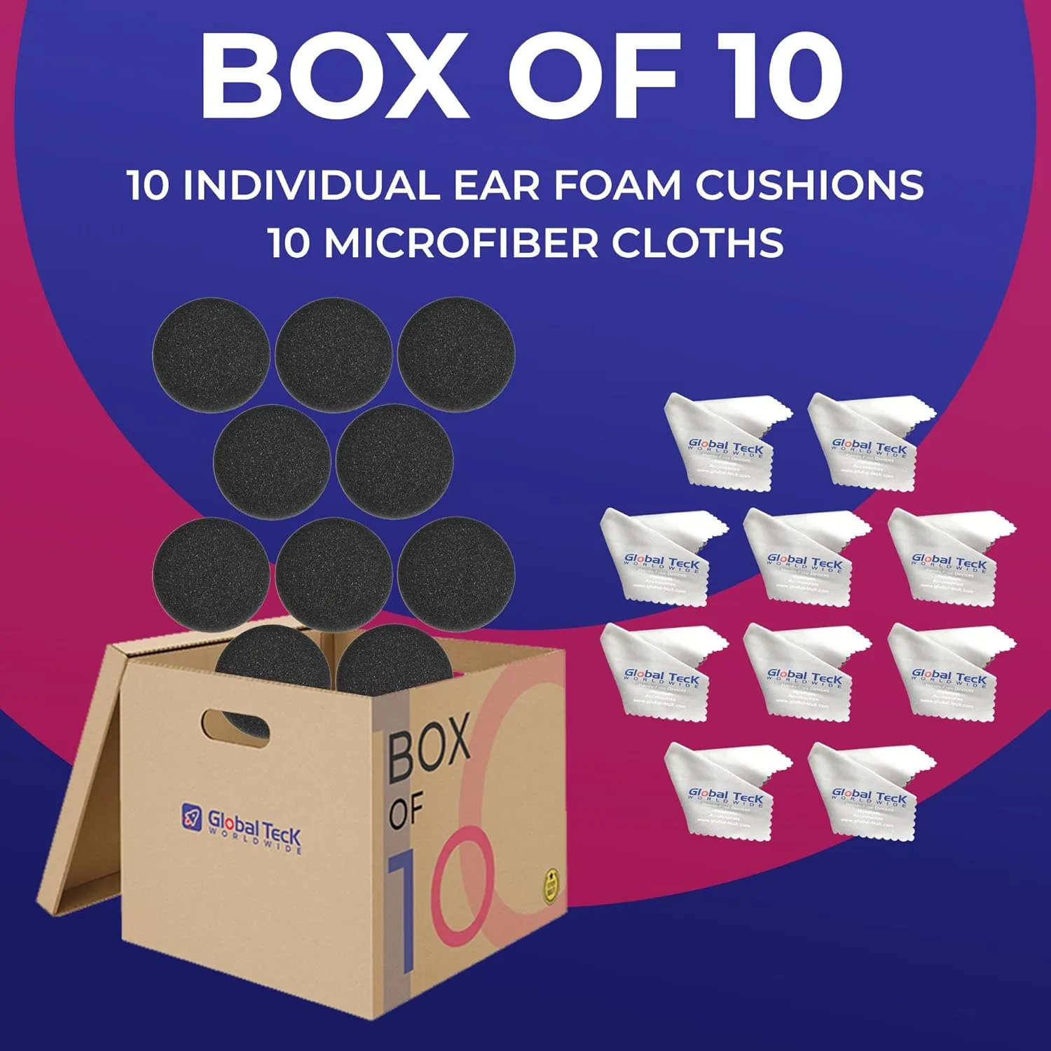 Foam Earpad Cushion for Jabra Headset Evolve 20, 30, 40, 65 – 10-Pack Replacement Kit Ear Cushions by Global Teck