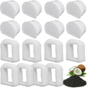 Foam Pre-Filter and Carbon Filter for Petsafe Compatible with Drinkwell Fountain Stainless Steel 360 Avalon, Pagoda Seascape and Sedona Water Bowl, Dog and Cat Pet Water Fountain Prefilters(16 Packs)