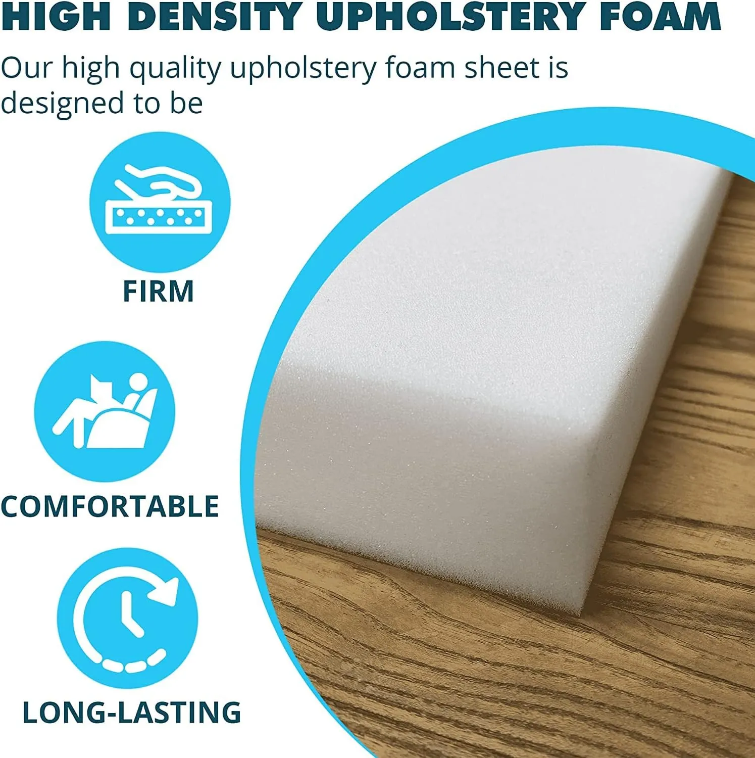 Foamma 6" x 24" x 72" Charcoal High Density Upholstery Foam Padding for Cushions and Seat Repair, Charcoal, Thick Custom Pillow, Chair, Couch Cushion Replacement Foam, and Craft Upholstery Supplies