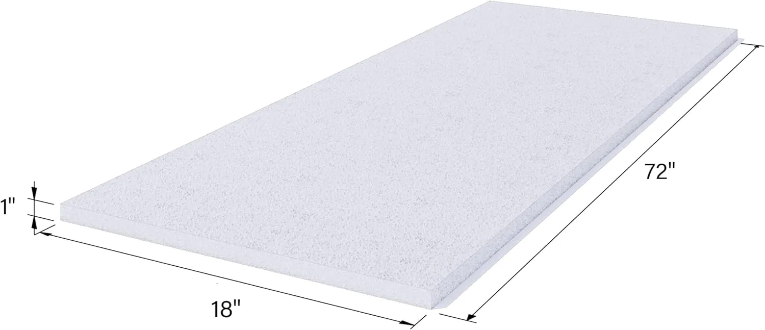 Foamy Foam High Density 1 inch Thick, 18 inch Wide, 72 inch Long Upholstery Foam, Cushion Replacement