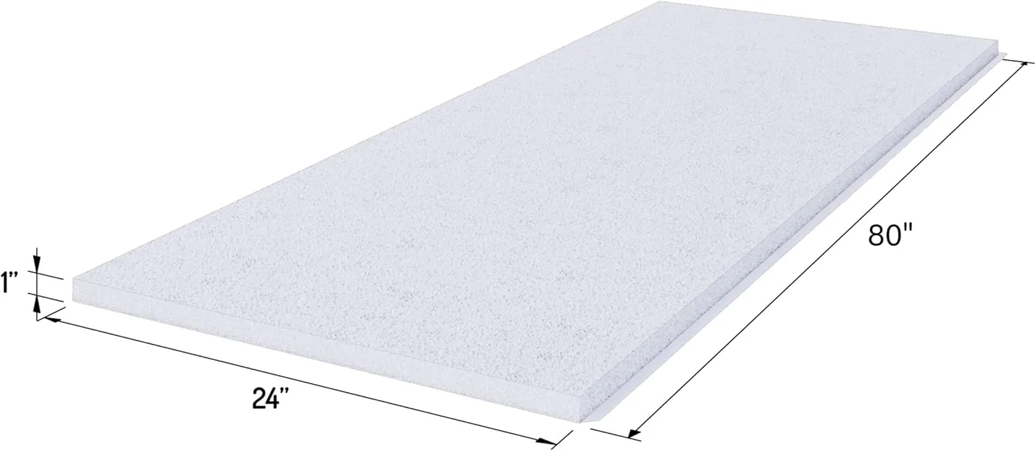Foamy Foam High Density 1 inch Thick, 24 inch Wide, 80 inch Long Upholstery Foam, Cushion Replacement
