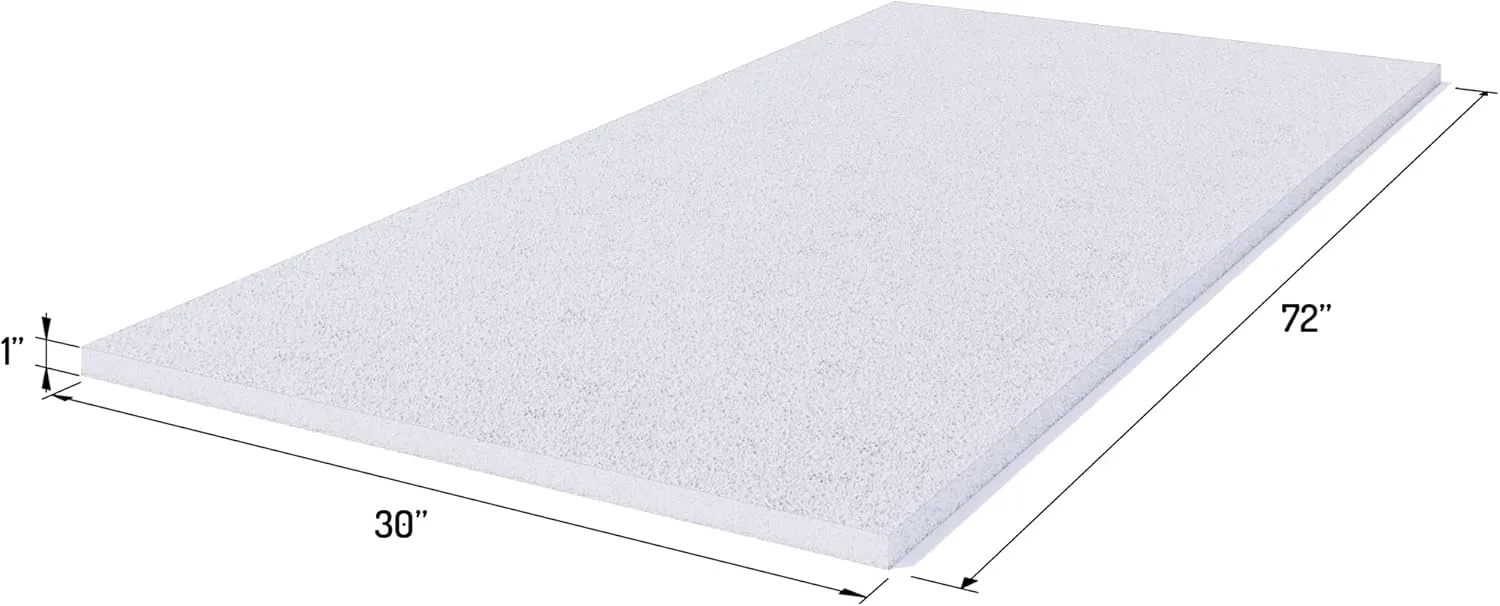 Foamy Foam High Density 1 inch Thick, 30 inch Wide, 72 inch Long Upholstery Foam, Cushion Replacement
