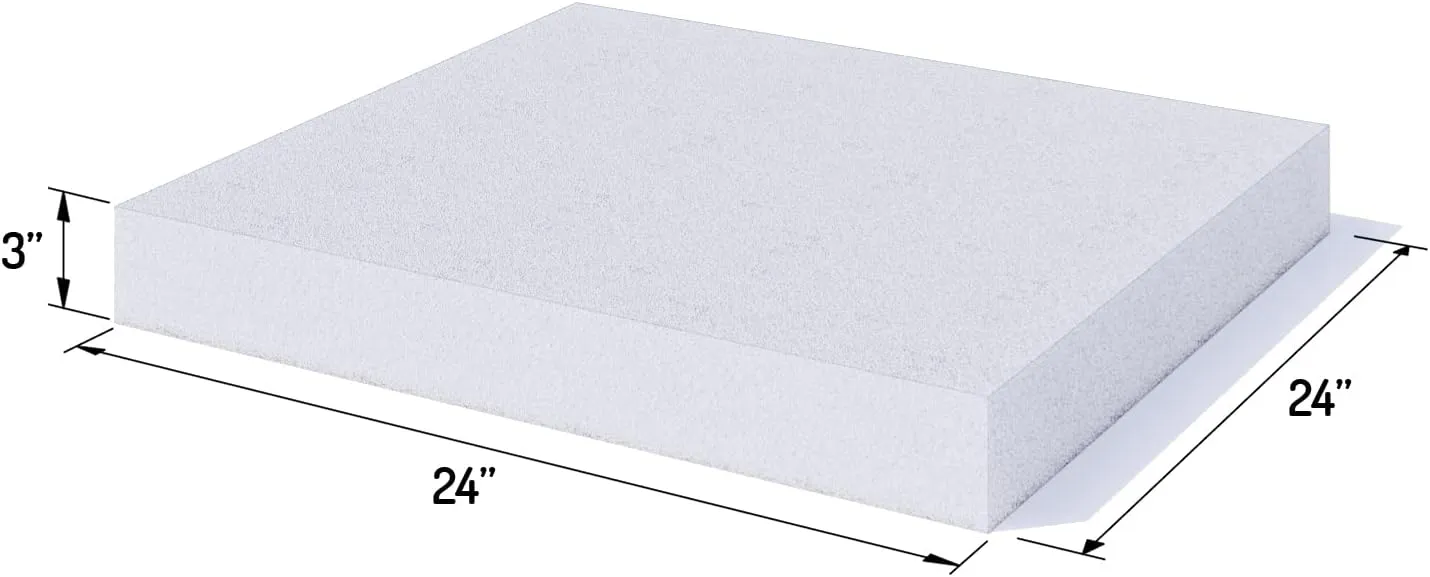 Foamy Foam High Density 3 inch Thick, 24 inch Wide, 24 inch Long Upholstery Foam, Cushion Replacement