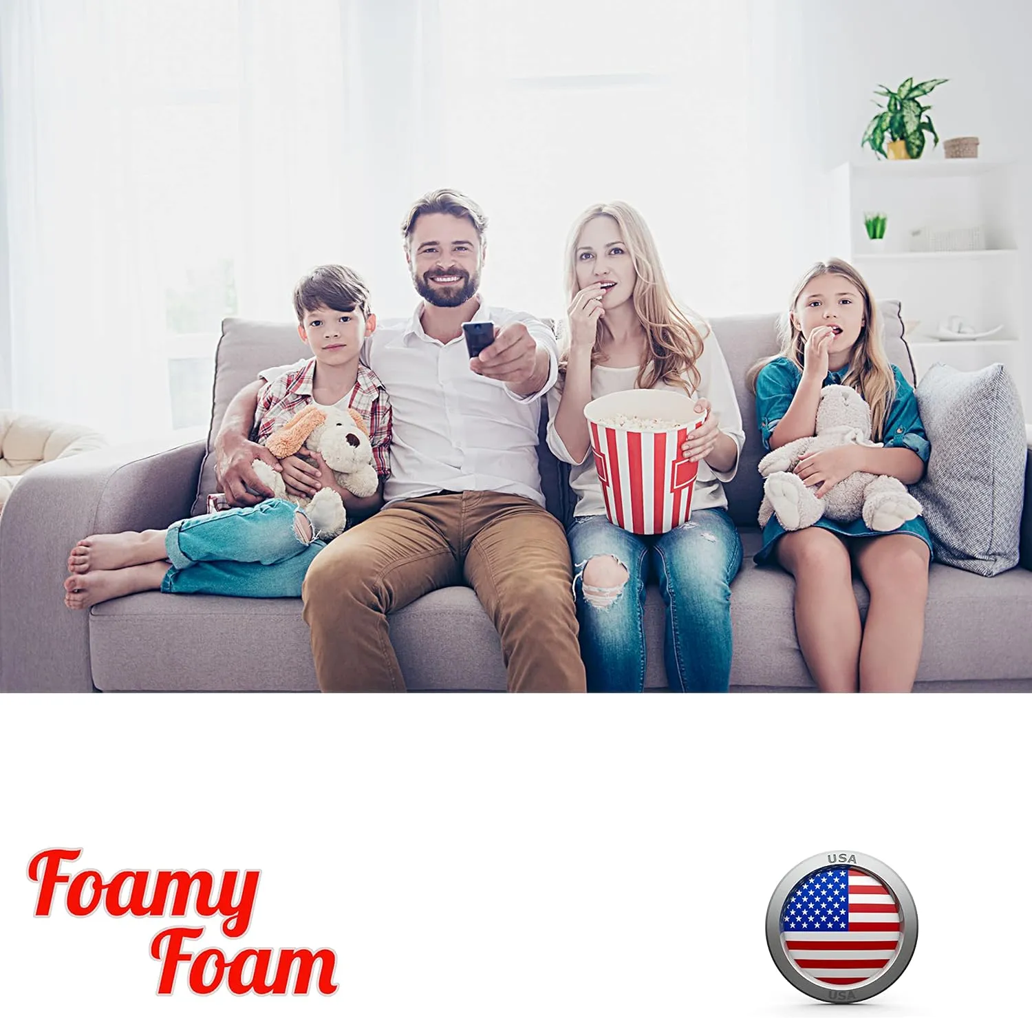 Foamy Foam High Density 5 inch Thick, 24 inch Wide, 24 inch Long Upholstery Foam, Cushion Replacement