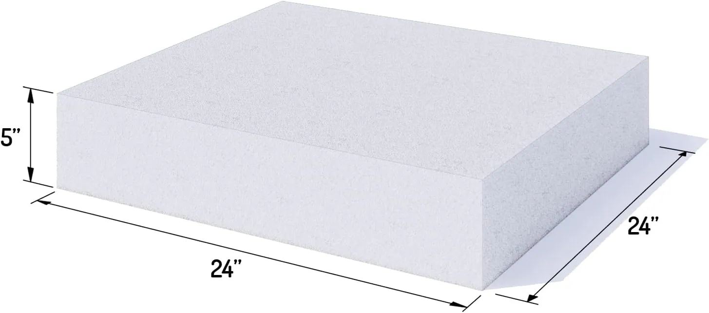 Foamy Foam High Density 5 inch Thick, 24 inch Wide, 24 inch Long Upholstery Foam, Cushion Replacement