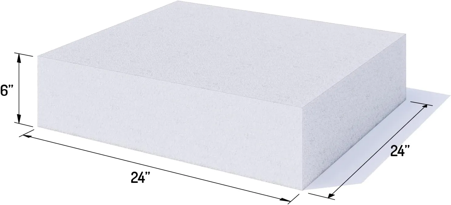 Foamy Foam High Density 6 inch Thick, 24 inch Wide, 24 inch Long Upholstery Foam, Cushion Replacement