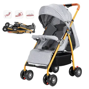 Foldable Baby Stroller Waterproof Three Angle Adjustment Baby Cart High-view Reclining Stroller
