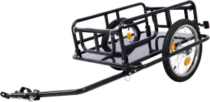 Foldable Bike Cargo Trailer with Universal Hitch, 110 lbs Capacity Bicycle Wagon Trailer with 16" Wheels & Reflectors, Heavy-Duty Storage Cart for Shopping, Camping & Moving