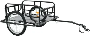Foldable Cargo Bike Trailer Bicycle Cart Wagon Trailer with/Hitch, 110 lbs Max Load Steel Frame Heavy Duty Bicycle Trailer for Carrying Stuff Luggage Plants Tools, Black