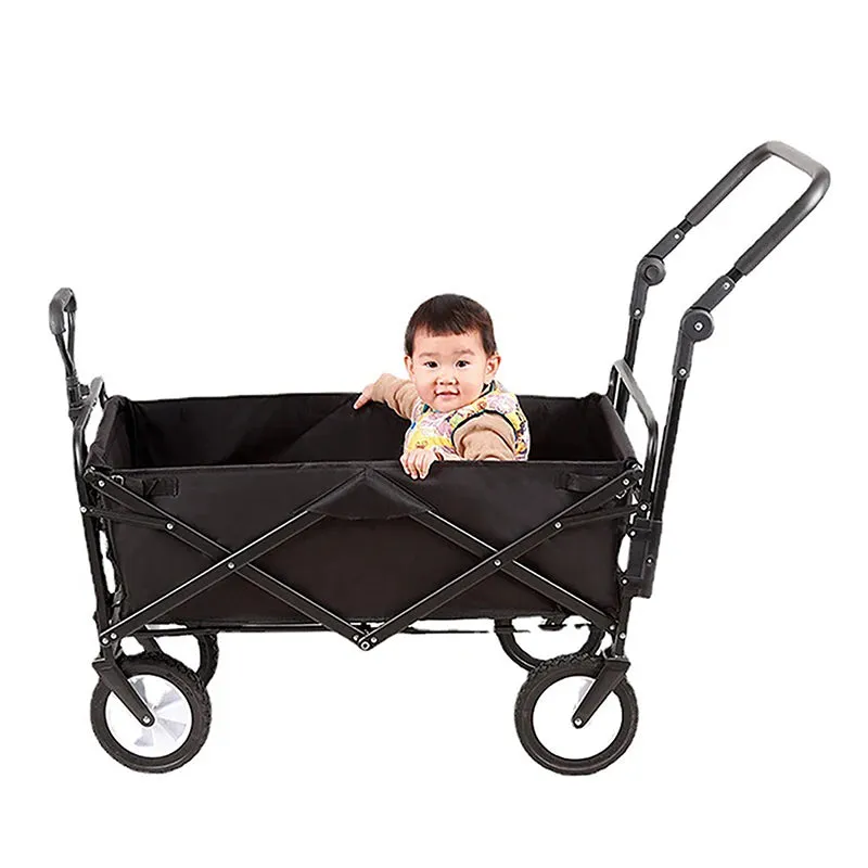 Foldable Folding Cart Push Handle Wagon Cart Equipment Black Lightweight Extendable Cart Trolley Handle Accessories For Camping