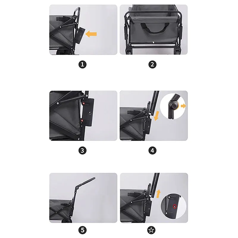 Foldable Folding Cart Push Handle Wagon Cart Equipment Black Lightweight Extendable Cart Trolley Handle Accessories For Camping