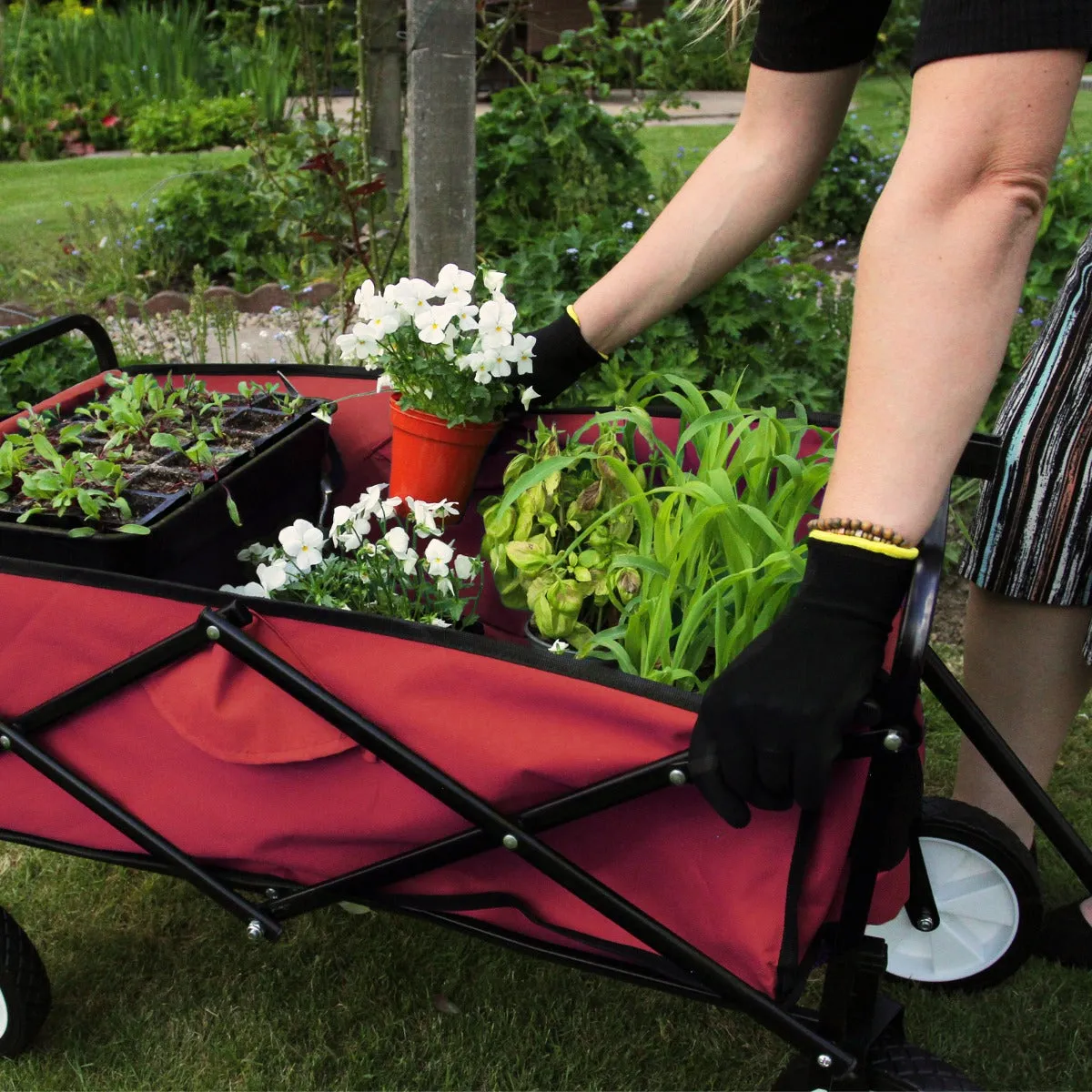Foldable Garden Cart Red