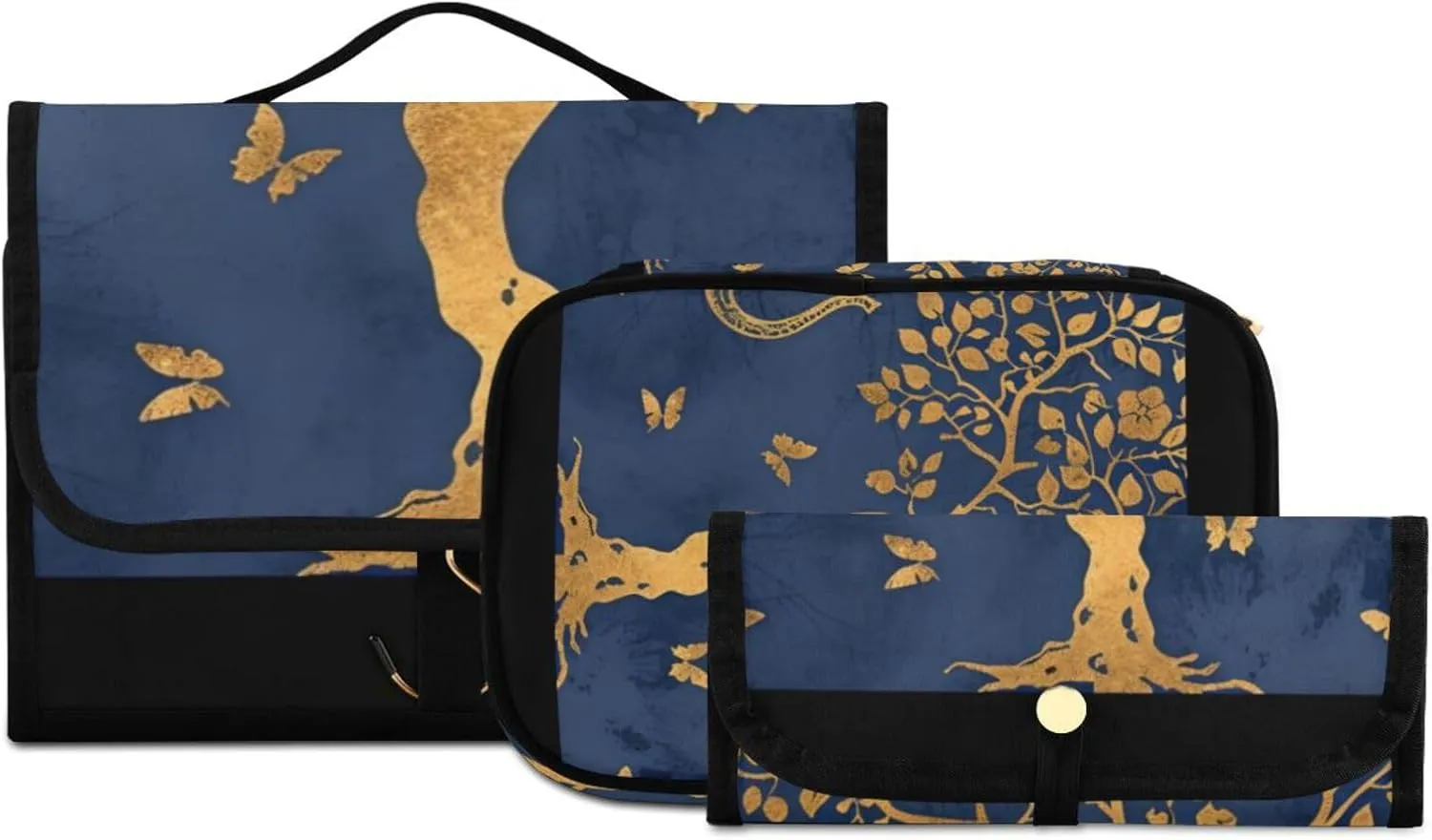 Foldable Hanging Travel Toiletry Organizer Set 3-Piece with Cosmetic Bag & Brush Holder - Elephant (9)